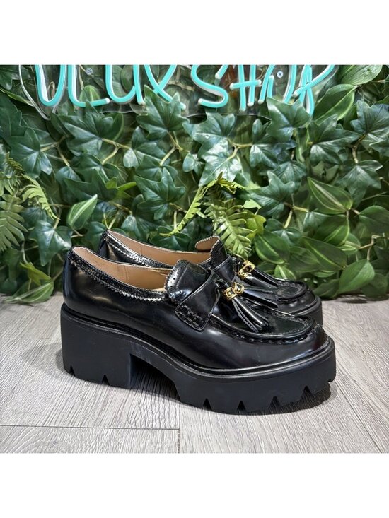 Sam Edelman Shoes - Sam Edelman Meela Tassel Loafers Womens 7.5 M Black Patent Leather Platform